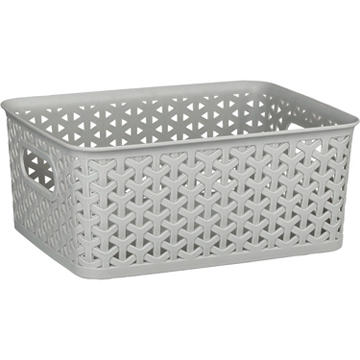our goods Cross Weave Rectangle Storage Bin, Small - Gray, 9.6" x 7.3" x 4"