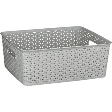 our goods Cross Weave Rectangle Storage Bin - Gray, 13.8" x 11.4" x 5.2"