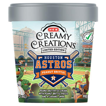 H-E-B Creamy Creations Houston Astros Peanut Brittle Ice Cream, 1 pt