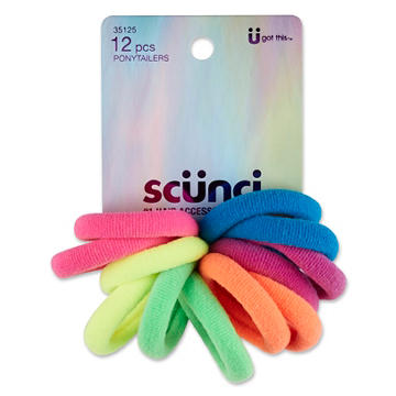 Scunci Hair Ponytailers - Bright Colors, 12 ct