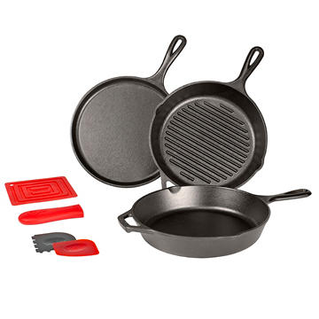 Lodge Essential Seasoned Cast Iron Pan Set, 6 pc