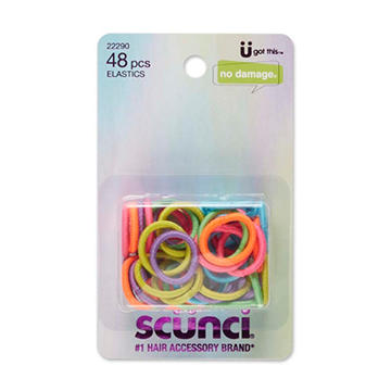 Scunci No Damage Neon Elastics, 48 ct
