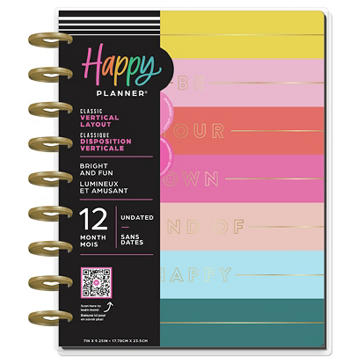 The Happy Planner Undated 12 Month Bright & Fun Classic Planner, 7" x 9.25"