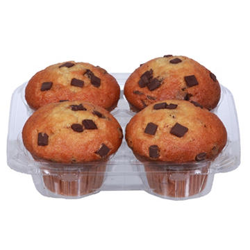 H-E-B Bakery Chocolate Chunk Muffins, 4 ct