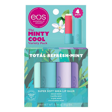 eos The Minty Cool Super Soft Shea Lip Balm - Total Refresh-Mint, 4 ct