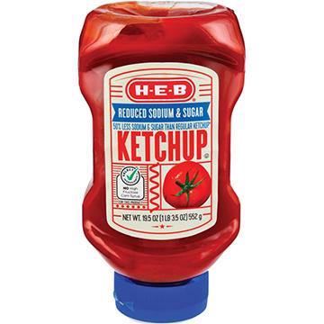 H-E-B Tomato Ketchup – Reduced Sodium & Sugar, 19.5 oz