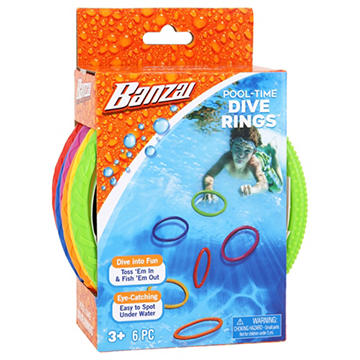 Banzai Pool-Time Dive Rings, 6 pc