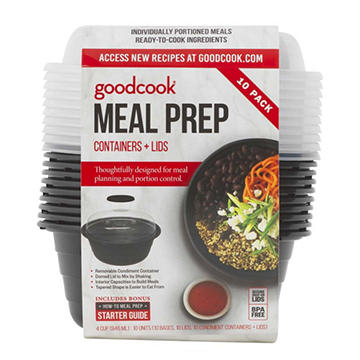 GoodCook Meal Prep Bowls Containers + Lids, 10 ct