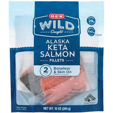 H-E-B Wild Caught Frozen Alaska Keta Salmon Fillets, 10 oz
