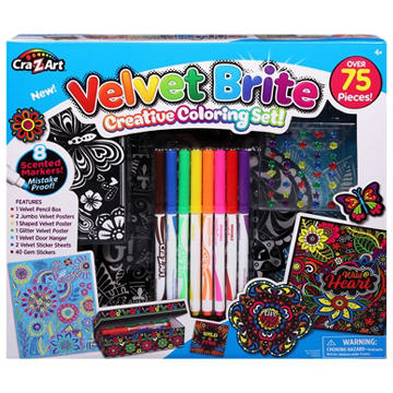 Cra-Z-Art Velvet Brite Set Creative Coloring Set, 75 pc