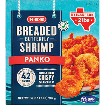 H-E-B Frozen Panko Breaded Butterfly Shrimp - Texas-Size Pack, 32 oz