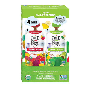 Once Upon a Farm Organic Smart Blend Pouches - Apple Greens & Pine-Apple, 4 pk