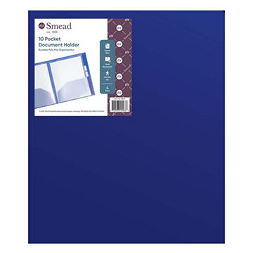 Smead 10 Pocket Document Holder - Blue