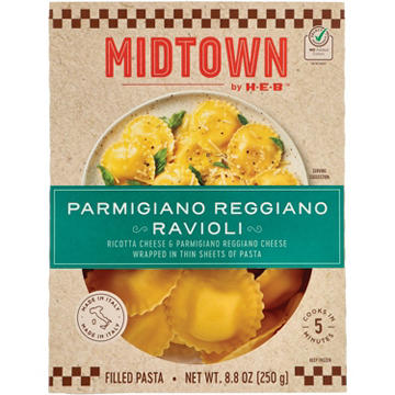 Midtown by H-E-B Frozen Parmigiano Reggiano Ravioli Filled Pasta, 8.8 oz