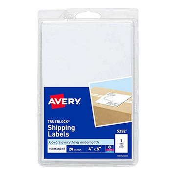 Avery Shipping Labels, 20 ct