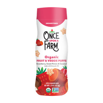 Once Upon a Farm Organic Fruit & Veggie Puffs - Strawberry, Sweet Potato & Coconut, 1.5 oz