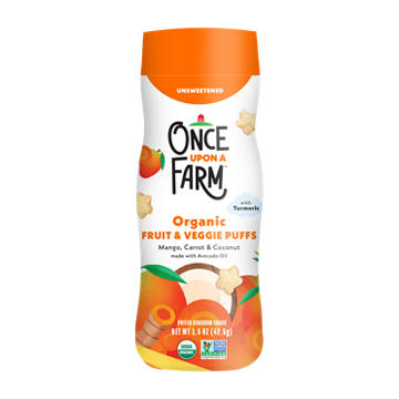 Once Upon a Farm Organic Fruit & Veggie Puffs - Mango, Carrot & Coconut, 1.5 oz