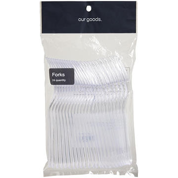 our goods Clear Plastic Forks, 24 ct