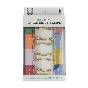 U Style Large Decorative Binder Clips, 8 pc