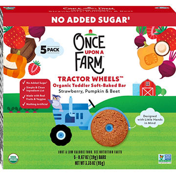 Once Upon a Farm Tractor Wheels Organic Toddler Soft-Baked Bar - Strawberry, Pumpkin & Beet, 5 ct