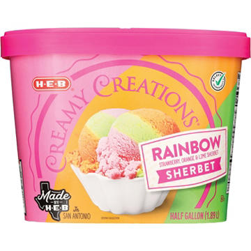 H-E-B Creamy Creations Rainbow Sherbet, 1/2 gal