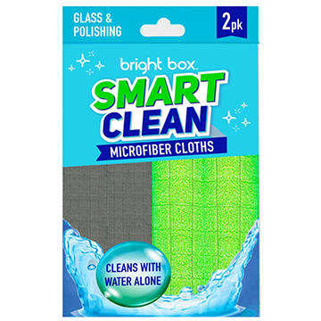 Bright Box Smart Clean Microfiber Cloths - Glass & Polishing, 2 pk