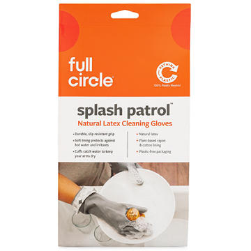 Full Circle Splash Patrol Natural Latex Cleaning Gloves, Medium