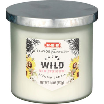 H-E-B Flavor Favorites Blooms Grown Wild - Wildflower Bouquet Scented Candle, 14 oz