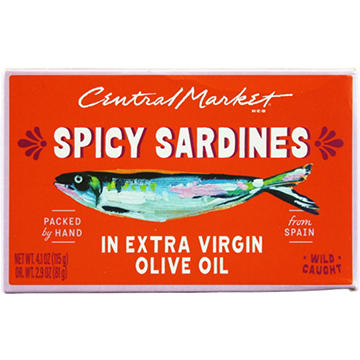Central Market Spicy Sardines in Extra Virgin Olive Oil, 4 oz