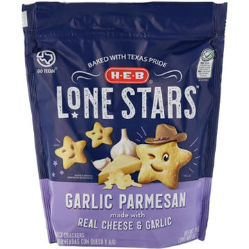 H-E-B Garlic Parmesan Lone Stars Baked Snack Crackers, 11 oz