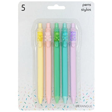 Merangue Gummy Bear Medium Ballpoint Pens - Black Ink, 5 pk