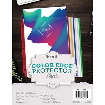 Samsill Color Edge Protector Sheets, 25 pk