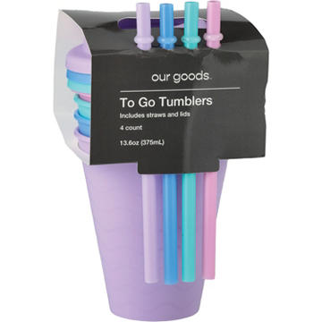 our goods To Go Tumblers with Straws - Multi Color, 4 pk