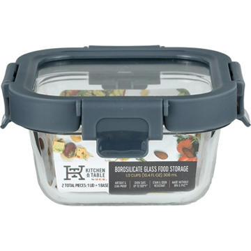 Kitchen & Table by H-E-B Borosilicate Glass Square Food Storage Container, 1.3 cups
