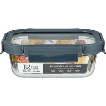 Kitchen & Table by H-E-B Borosilicate Glass Rectangle Food Storage Container, 2.6 cups