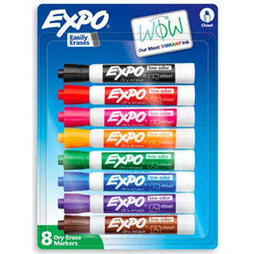 EXPO Chisel Tip Dry Erase Markers - Assorted Vibrant Ink, 8 pk