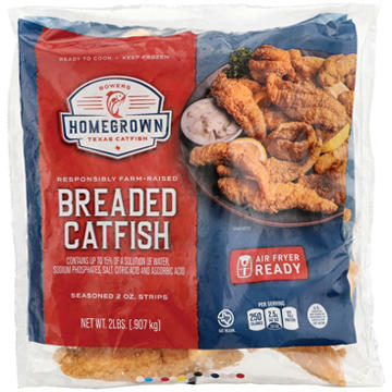 Bowers Homegrown Frozen Breaded Catfish Strips, 2 lbs