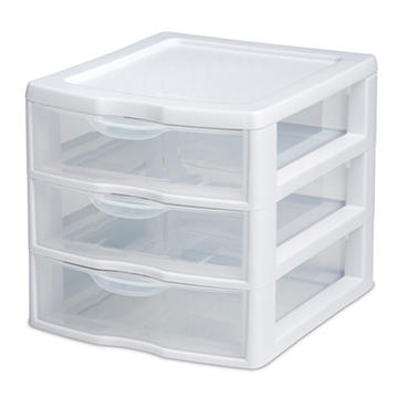 Sterilite Mini 3 Drawer Storage Unit - White, 8.5" x 7.25'' x 6.86"