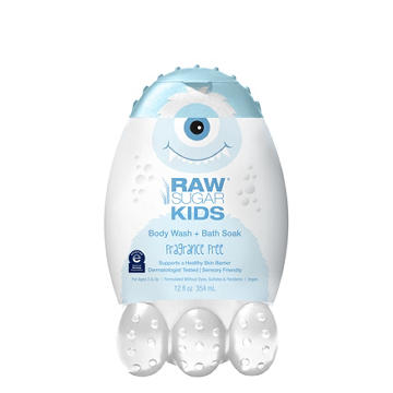Raw Sugar Kids Body Wash & Bath Soak - Fragrance Free, 12 oz