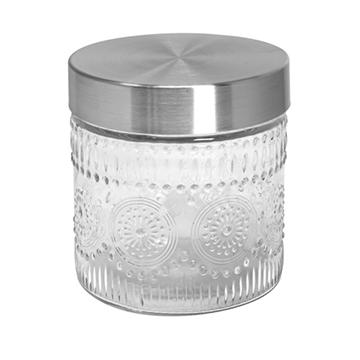 Blue Harbor Medallion Round Glass Storage Jar, 27 oz