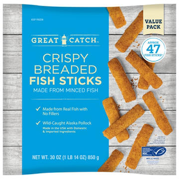 Great Catch Crispy Breaded Fish Sticks - Value Pack, 30 oz