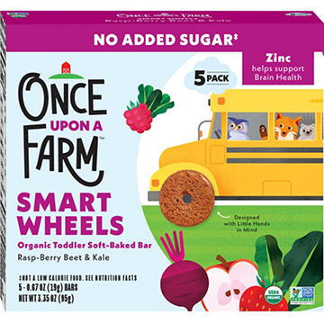 Once Upon a Farm Smart Wheels Organic Toddler Soft-Baked Bar - Raspberry Beet & Kale, 3.35 oz