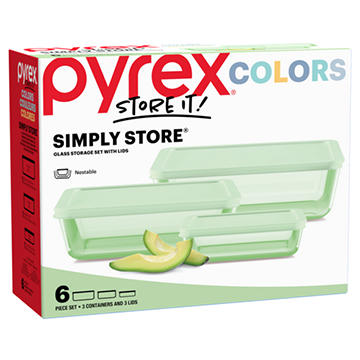 Pyrex Rectangular Storage Container Set - Green, 6 pc