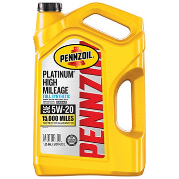 Pennzoil Platinum High Mileage Full Synthetic 5W-20 Motor Oil, 5 qt