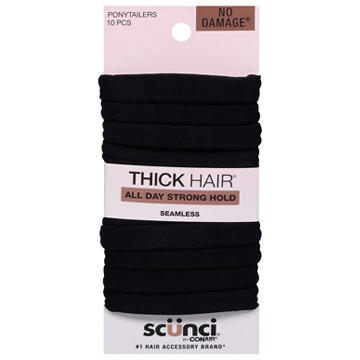 Scunci All Day Medium Hold Seamless Black Hair Ties, 10 ct
