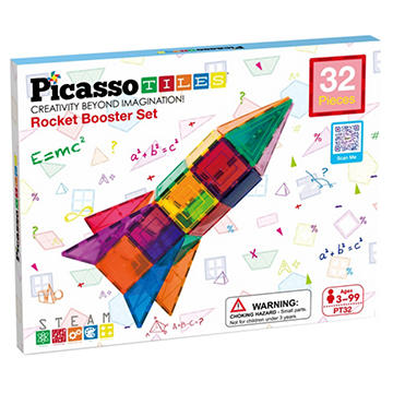 Picasso Tiles Rocket Booster Set, 32 pc