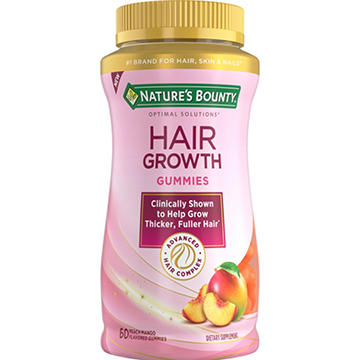 Nature's Bounty Optimal Solutions Daily Hair Growth Gummies - Peach Mango, 60 ct