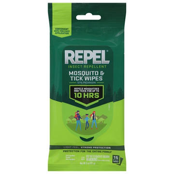 Repel Repel Mosquito & Tick Wipes, 15 ct
