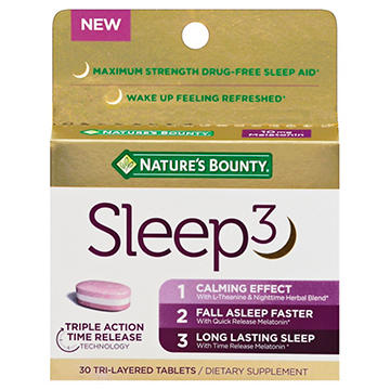 Nature's Bounty Sleep3 Time Release Melatonin 10 mg Tablets, 30 ct