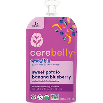 Cerebelly Dairy Free Smoothie - Sweet Potato Banana & Blueberry, 4 oz